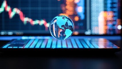 Global Economy Insights on Digital Interface Display, Crystal Globe and Financial Data for Market Analysis