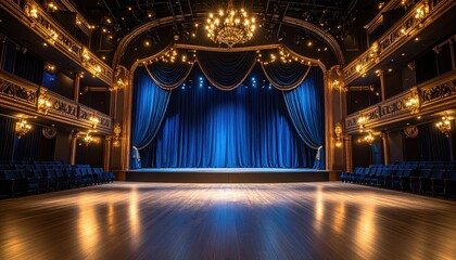 Grand theater stage, ornate design