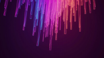 Generative AI Abstract Neon Tubes on Dark Background Glowing Light Purple Pink Blue Orange Geometric Lines Technology Future Innovation Modern Design Energy Vibrant - Unique Design