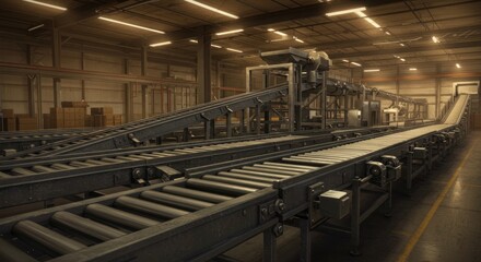 Automated conveyor systems in a manufacturing warehouse for efficient product handling