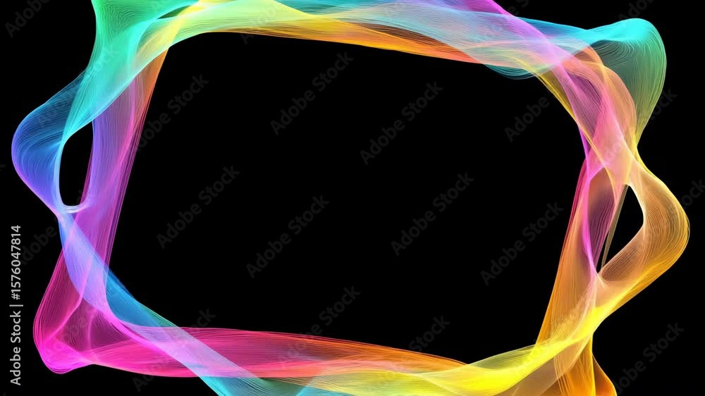 Poster colorful abstract light waves frame with black background and vibrant flowing lines create dynamic e