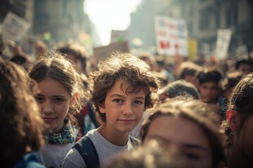 Fototapeta premium Youth Activism: Thousands of Activists Protest Climate Change in Barcelona, Catalonia