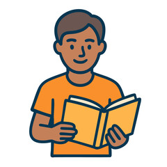 Illustration of a man reading a book for study or leisure.