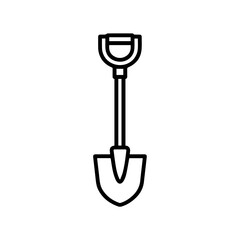 Minimalist Bold Line Vector Icon of Gardening Spade Shovel on White Background