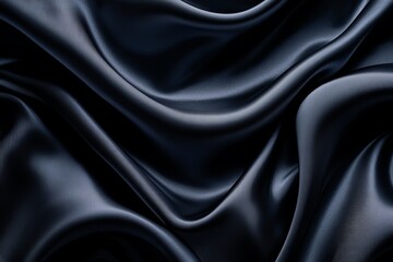 Luxury dark navy silk fabric with elegant smooth folds and soft shine, perfect for fashion, textiles, and high-end design backgrounds