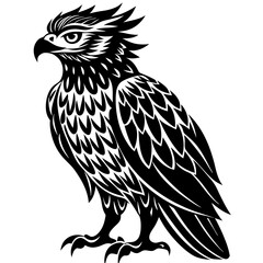 Obraz premium Black harpy eagle stylized graphic silhouette on white background bird raptor
