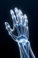 Generative AI Human Hand Bones X-Ray View Skeleton Anatomy Medical Render Wrist Fingers Joints Carpal bones Metacarpals Phalanges Science Healthcare Diagnosis Medicine - Download Now