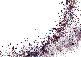 Red, blue, gray particle wave. Abstract background. Stock photo.