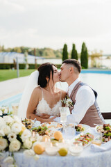 portrait of the newlyweds at the presidium