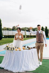 portrait of the newlyweds at the presidium