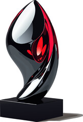 a black and red trophy with an award on the top of it