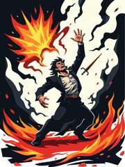 an illustration of a man with fire in his hand and the words, ' i dont you to be