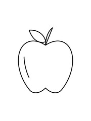 line apple transparent background. for coloring book, children's book, coloring fruit themed