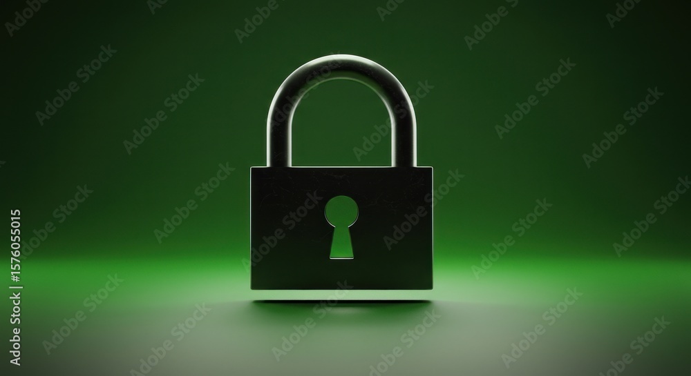 Poster isolated padlock against a green gradient backdrop security and protection element