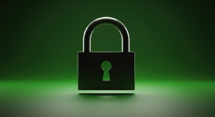 Isolated padlock against a green gradient backdrop security and protection element