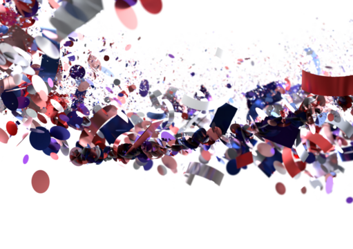 Abstract 3D render of colorful confetti explosion ideal for party, celebration, and festive designs.