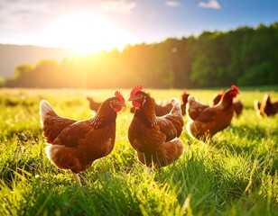 Chickens Field Sunset  