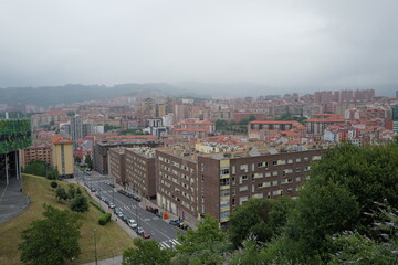 Brick apartment blocks in a neighborhood of Bilbao