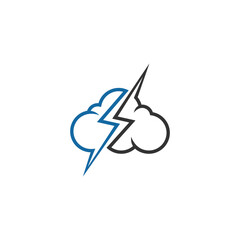 Cloud lightning outline logo design.