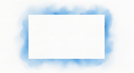Delicate Light Blue Watercolor Frame on White Background