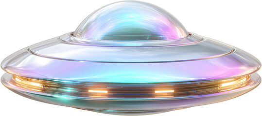 Futuristic UFO Flying Saucer with Colorful Lights