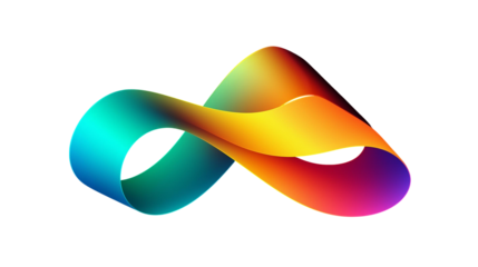 Color gradient abstract shape. Wavy curved rainbow ribbon. Neon-colored geometric design element. ai