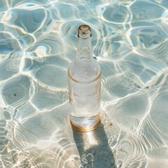 glass bottle on clear water 