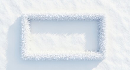 FrostCovered Rectangular Frame on Snowy Surface Winter Minimalism