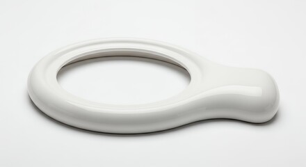 Glossy White Object with a Circular Hole and Smooth Curved Design