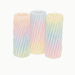 Soft Wax Hush Pastel colored candles three isolated watercolor vector illustration svg