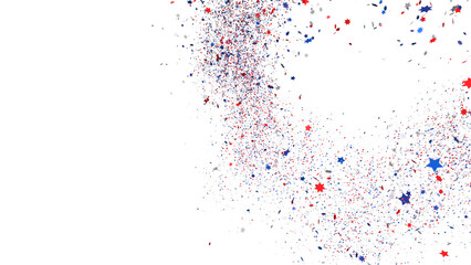 White banner with colorful stars.