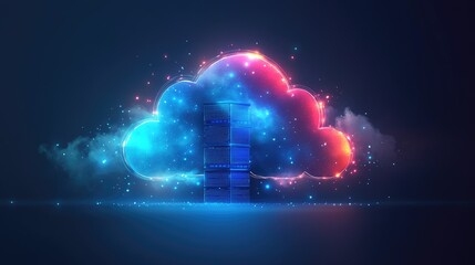 Cloud storage servers depicted as a glowing cloud.