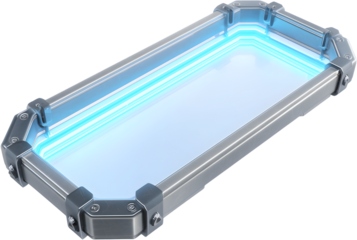 High-Tech Glowing LED Panel in a Metallic Frame