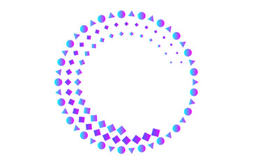Dynamic Gradient Circle Design: Vibrant Purple and Blue Squares and Triangles in Concentric Patterns for Branding, Web Graphics, and Creative Projects
