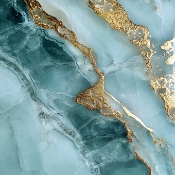 Fototapeta Abstract Teal and Gold Marble Texture Background Design