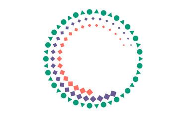 Minimal Colourful Circles and Polygons Frame for various background design elements 