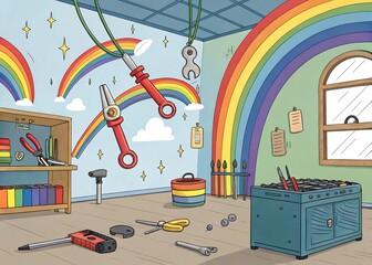 Cartoon Workshop with Spinning Magnetic Tools