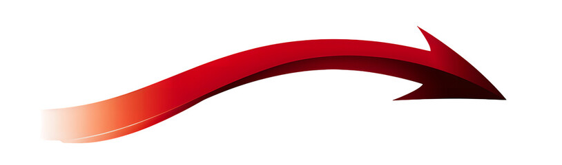 Red Curved Arrow Vector Illustration on Transparent Background