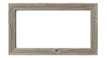 Rustic Wooden Frame with Knots and Grain on White Background