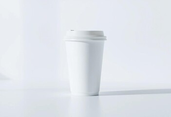 Sleek silhouette of a disposable coffee cup with lid ,  clean,  disposable