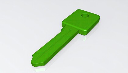 Green key on a white background