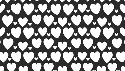 Stylish black and white seamless heart pattern, perfect for backgrounds and design projects, repeat, holiday