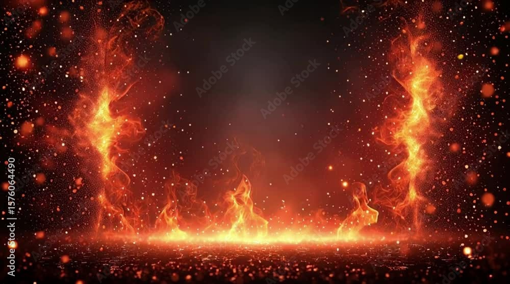 Poster dramatic red and orange fire effect with smoke and light, abstract background for powerful visuals a
