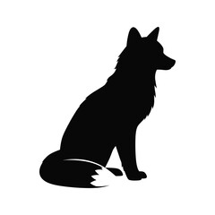 Black Silhouette of a Fox Sitting Vector Illustration Wildlife Animal Graphic Fox Clipart