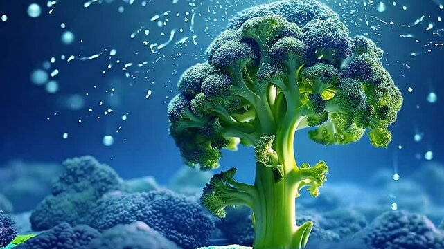 broccoli in Delfts Blauw realistis, highly detailed ,ai generatif
