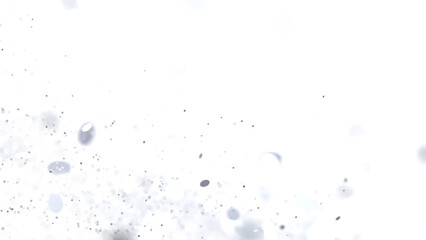 Glowing white particles floating on white background. Ideal for overlay or backdrop.