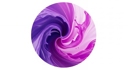 Swirling Purple and Pink Liquid Abstract Composition in a Circular Frame