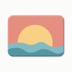 Abstract sunset with waves in pastel colors and minimalist design  