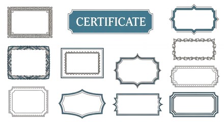 Collection of Decorative Frames and Certificate Sign with Elegant Designs