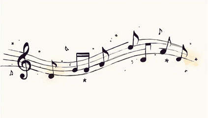 Hand-Drawn Music Notes, Hearts and Stars

